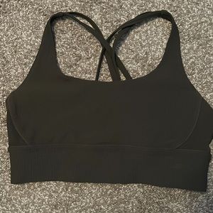 Lululemon Longline Energy Bra Ribbed Dark Olive 12